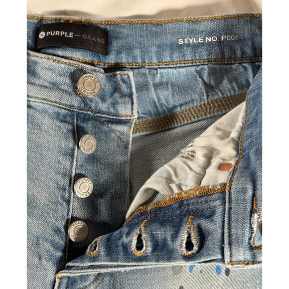 ❌SOLD❌Purple Brand Men's Slim Fit jeans Paint Splatter Distressed Style P001 - Picture 5 of 14